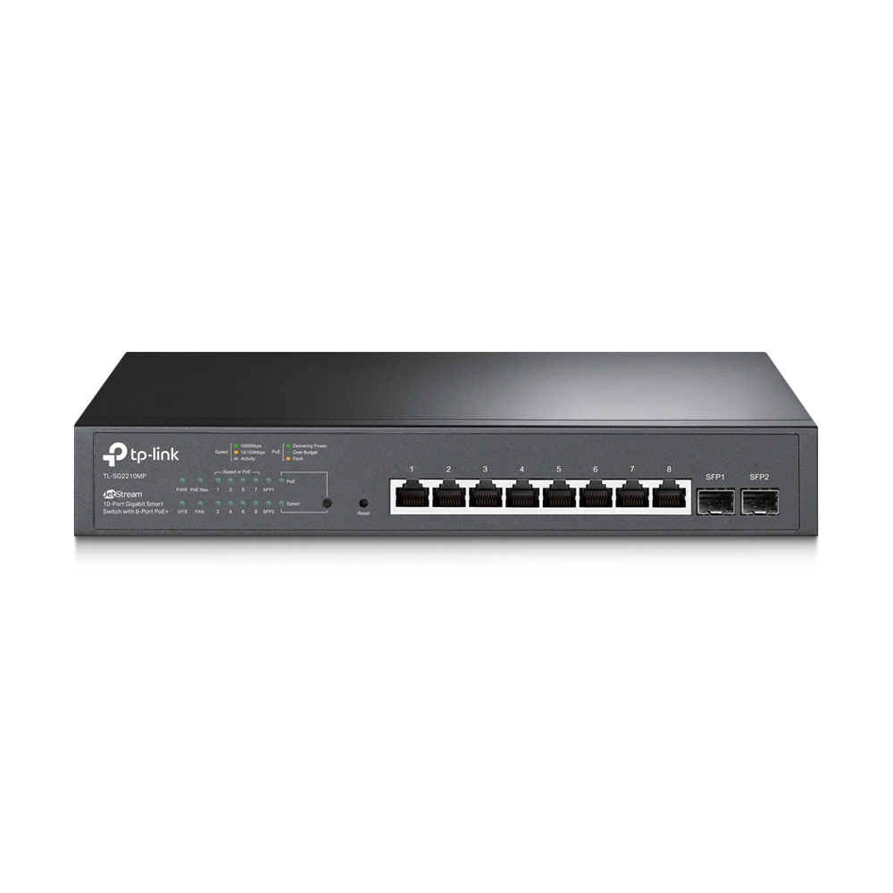 TP-Link Switch TL-SG2210MP, 8 x GbE, POE+ (150W), 2 x SFP (not fanless), rackmount, Omada
