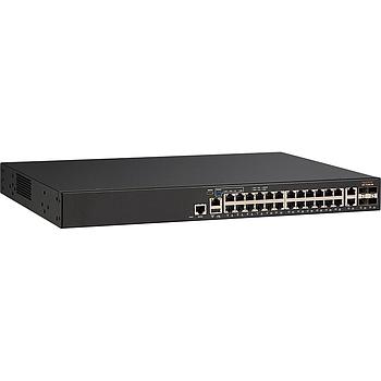 CommScope RUCKUS ICX 7150 Switch, 24x 10/100/1000 PoE+ ports, 2x 1G RJ45 uplink-ports, 4x 1G SFP uplink ports, per Lizenz erweiterbar auf 4x 10G SFP+, 370W PoE budget, basic L3 (statisches Routing und RIP)