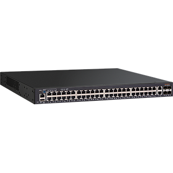 CommScope RUCKUS ICX 7150 Switch, 48x 10/100/1000 PoE+ ports, 2x 1G  RJ45 uplink-ports, 4x 1G SFP uplink ports upgradable to up to 4x 10G SFP+ with license, 370W PoE budget, basic L3 (static routing and RIP)
